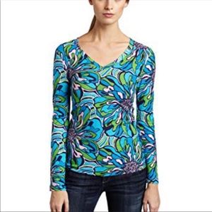 LILLY PULITZER | mandy long sleeve tee floral size LARGE